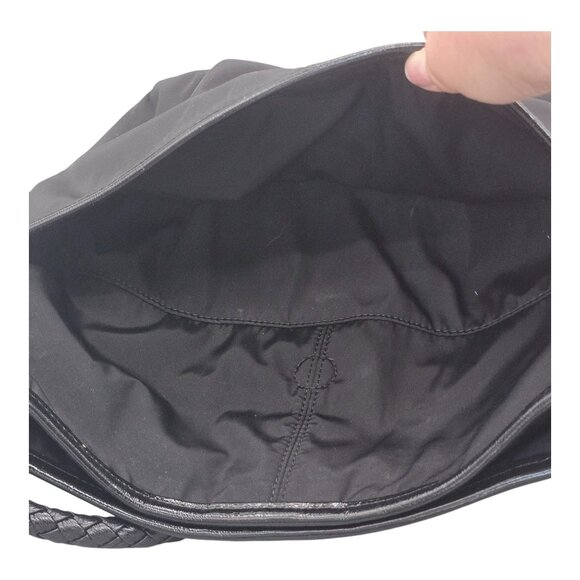 Brighton Black Nylon Patent Leather Trim Hobo Shoulder Bag Braided Strap Pockets - Picture 9 of 16